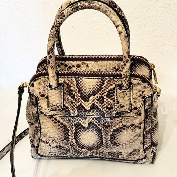 NWOT TORY BURCH ELISE DOME DOUBLE ZIP SNAKE EMBOSSED SATCHEL CROSSBODY - Picture 5 of 13